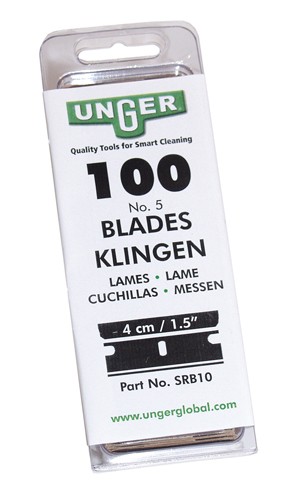 UNGER SRB10 - 1.5"/4cm REPLACEMENT SAFETY SCRAPER BLADES (box of 100)