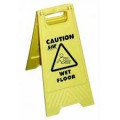 CAUTION SIGN - WET FLOOR / CLEANING IN PROGRESS, double sided yellow x 1